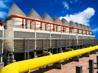 Water cooling tower, Industrial large air conditioner system on rooftop.