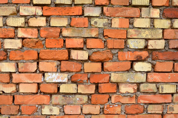 texture of red old brick wall background