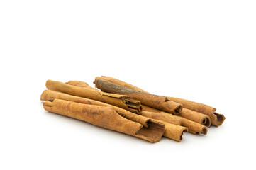 Cinnamon sticks isolated on white background.