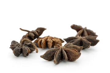 Star anise isolated on white background.