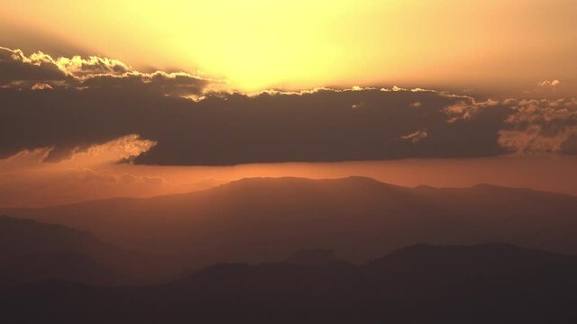 Impressive sunset with a dramtatic sky in Simien (Semien) Mountains National Park, Ethiopia