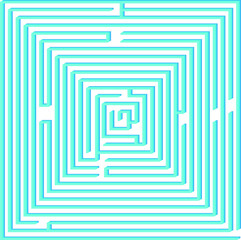 Blue Labyrinth isolated on white Background 