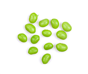 green soybeans on white background,topview