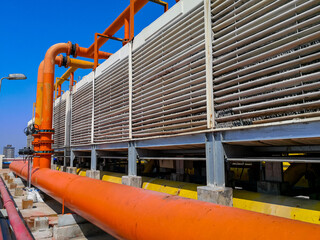 Water cooling tower, Industrial large air conditioner system on rooftop.