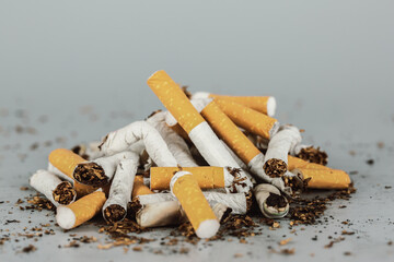 Stack of cigarette like graves.Cigarettes is addictive to be cancer.smoking reduction campaign in...