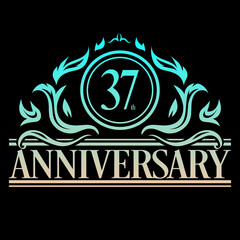 Luxury 37th anniversary Logo illustration vector