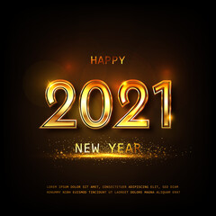 Happy new year 2021 banner.Golden Vector luxury text 2021 Happy new year. Gold Festive Numbers Design. Happy New Year Banner with 2021 Numbers .Vector illusration