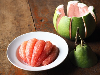 Siam ruby pomelo flesh and peel