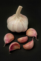 Garlic isolated on a black background