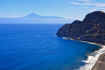 View on Mount Teide and island Tenerife and the Atlantic Ocean from La Gomera, Canary Islands, Spain - 354938165