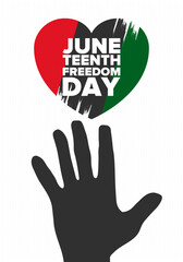 Juneteenth Independence Day. Freedom or Emancipation day. Annual american holiday, celebrated in June 19. African-American history and heritage. Poster, greeting card, banner and background. Vector