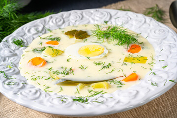 Dill soup with egg and fresh dill