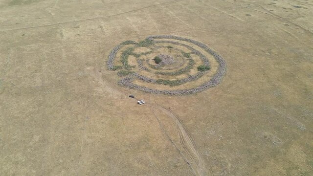 The remnants of the megalithic complex of the early Bronze Age&nbsp; - Wheels of Spirits - Rujum Al-Hiri - Gilgal Rephaeem - on the Golan Heights in Israel