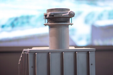 Obraz premium Detail of a Marble chimney. Chimney with marble pipes.