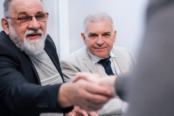 close up. handshake of business people during a working meeting.