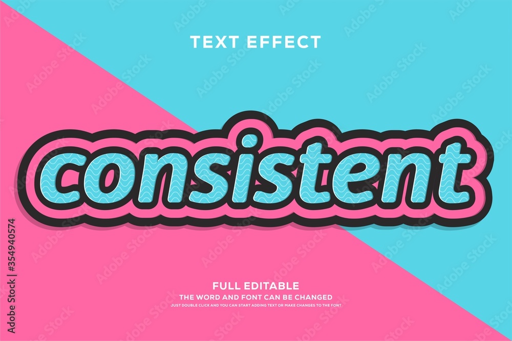 Fototapete Modern 3d text effect with editable font effect