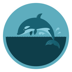 Vector round emblem with a killer whale