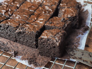 Moist and fudge dark chocolate brownies