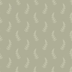 Hand drawn seamless pattern with abstract plants