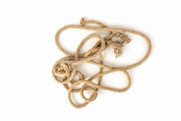 old rope on the white background