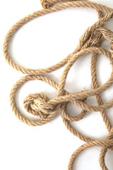 old rope on the white background