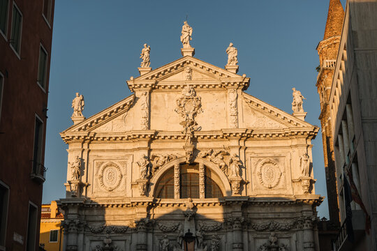 Church di San Moise in the sunset in Venice, Italy.