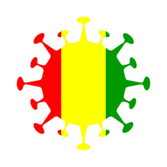 Guinea flag depicted as a virus, symbolizing the impact of viral outbreaks on the nation. Vector graphic.