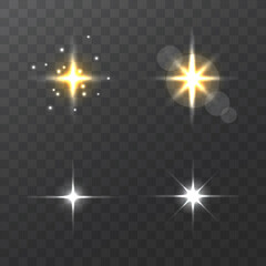 Vector flare and glow. Light effect on a transparent background.
