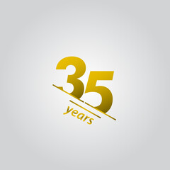35 Years Anniversary Celebration Gold Line Vector Template Design Illustration