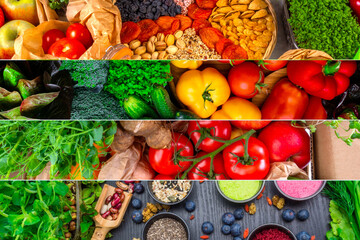 super foods selections in antioxidants, vitamin, dietary fiber, healthy food for balanced and flexible diet and detox. High resolution product