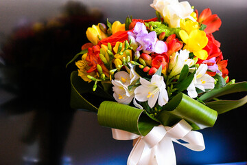 Beautiful bridal wedding bouquet close up