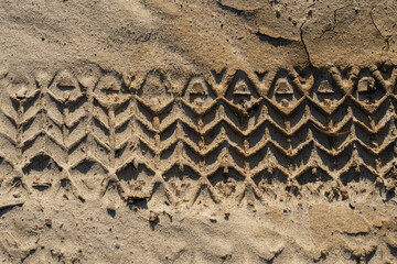 tire track on sand