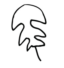 Single hand-drawn leaves for decorating cards, presentations, invitations. Doodle vector illustration. Isolated on white background