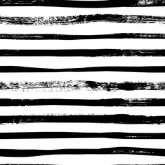 Grunge lines vector seamless pattern. Horizontal brush strokes, straight stripes or lines.