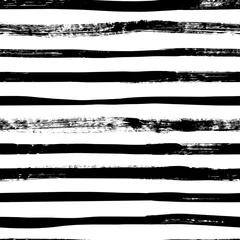 Foto op Plexiglas Horizontale strepen Grunge lijnen vector naadloze patroon. Horizontale penseelstreken, rechte strepen of lijnen.