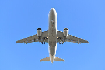 Fototapeta na wymiar Passenger plane on landing approach
