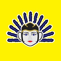 vector illustration set of  female ondel - ondel, the traditioal character from Jakarta Indonesia