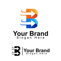 Initial letter B with arrow business logo design vector template