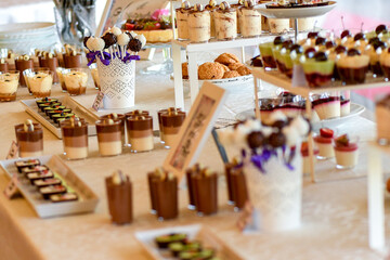 Cake pops in a candy bar, selective focus
