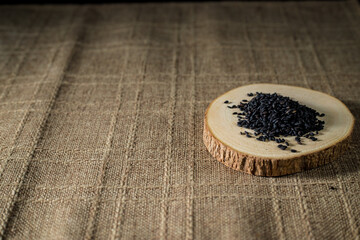 black sesame on a wood
