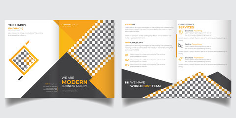 corporate bifold brochure vector template design