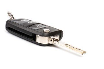Modern folding car key isolated on white background