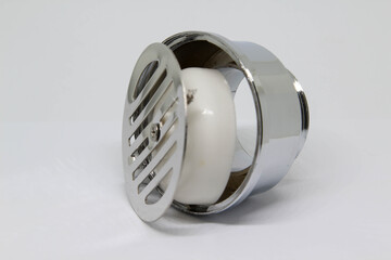 Sewer cover on white background.