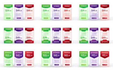 Fototapeta na wymiar Price comparison table layout template for three products, vector illustration