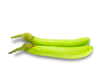 Long green eggplant isolated on white background.