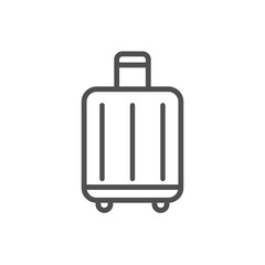 Icon of suitcase. Airport baggage reclaim line icon. Airplane luggage sign. Flight checked bag symbol. Quality design element. Editable stroke. Linear style baggage reclaim icon.