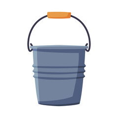 Empty Metal Bucket, Agriculture Work Equipment, Flat Style Vector Illustration on White Background