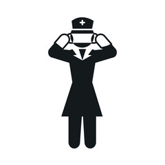 pictogram nurse wearing medical mask, silhouette style