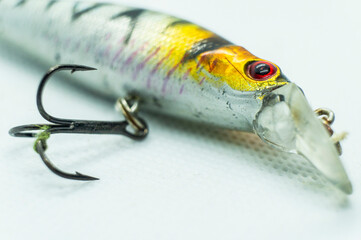 Fishing lure on a predator spinner close-up. Macro photography