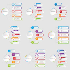 Business data visualization, infographic template with 5 steps on gray background, vector illustration